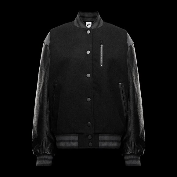 NIKE Sportswear Destroyer Leather & Wool Blend Varisty Bomber Jacket Size S NWT - Picture 8 of 16